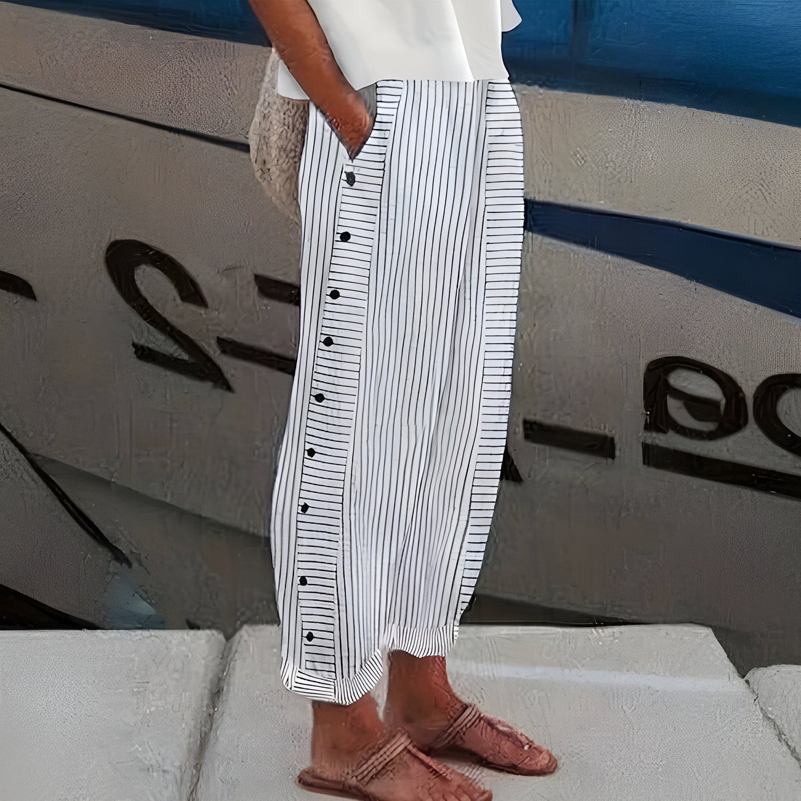 Dame Bukser Avslappet Stil med Sidelommer 2