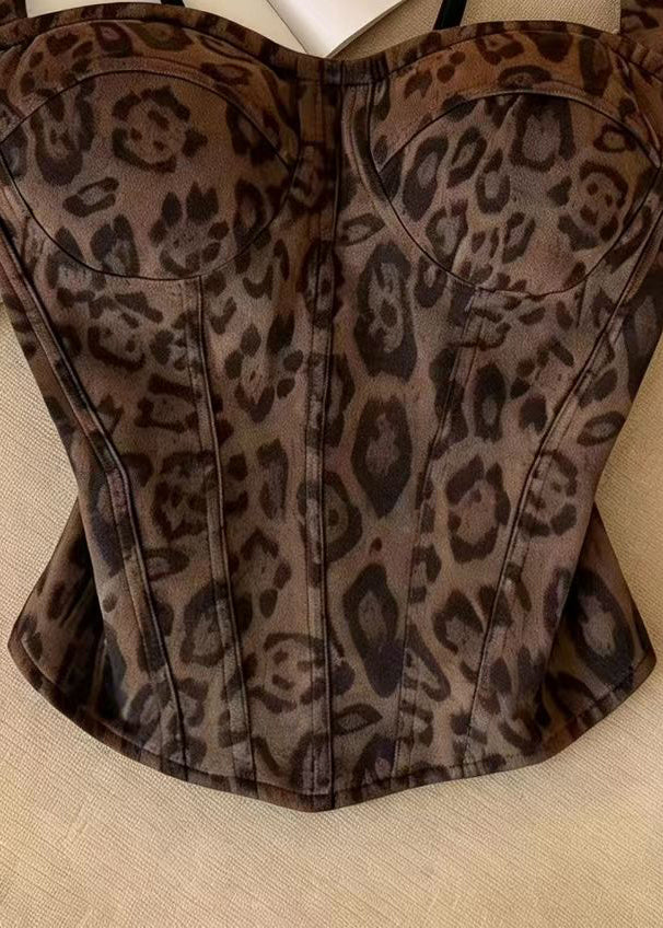Dame Bustier Topp Leopardmønster Sommerstil 1