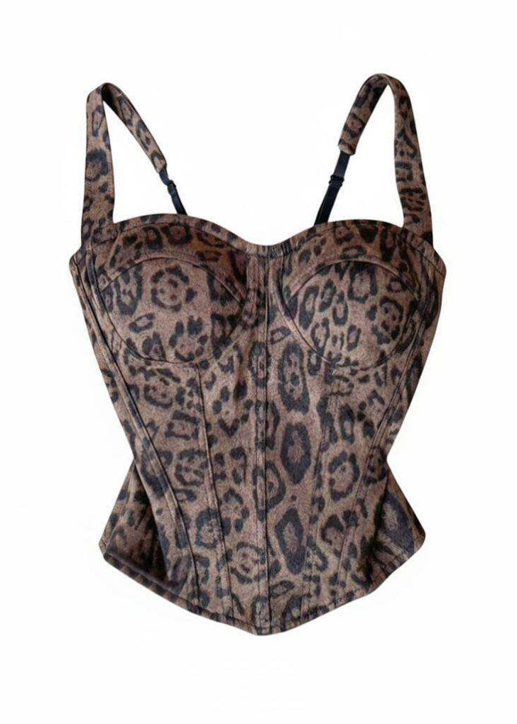 Dame Bustier Topp Leopardmønster Sommerstil 4
