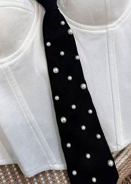 Dame Bustier Topp med Perledetaljer og Sløyfe 3