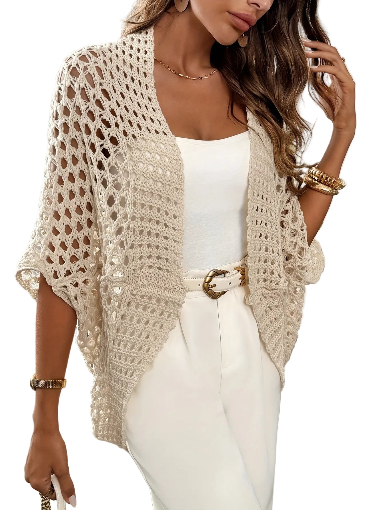 Dame Cardigan Åpen Drapering Vinterstil 0