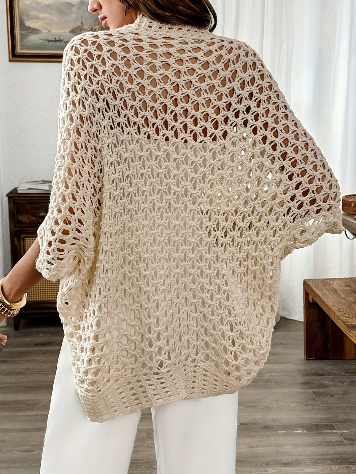Dame Cardigan Åpen Drapering Vinterstil 3