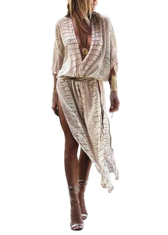 Dame Cardigan Boho Stripete Åpen Side Sommerstil 0