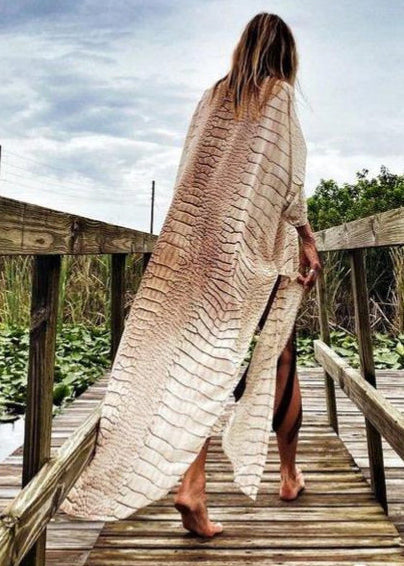 Dame Cardigan Boho Stripete Åpen Side Sommerstil 3