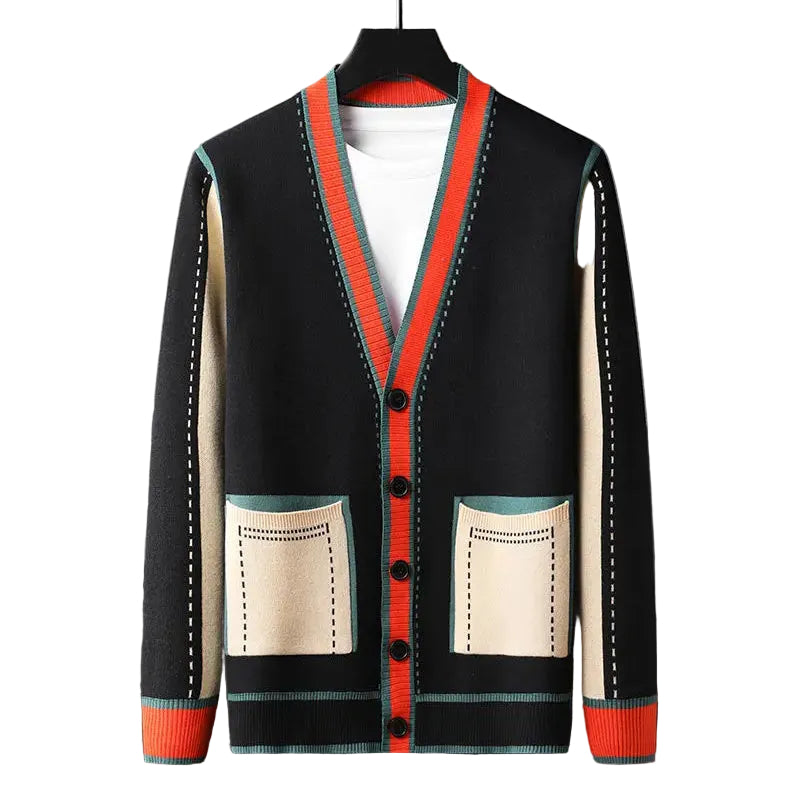 Dame Cardigan Geometrisk Design Strikket 0