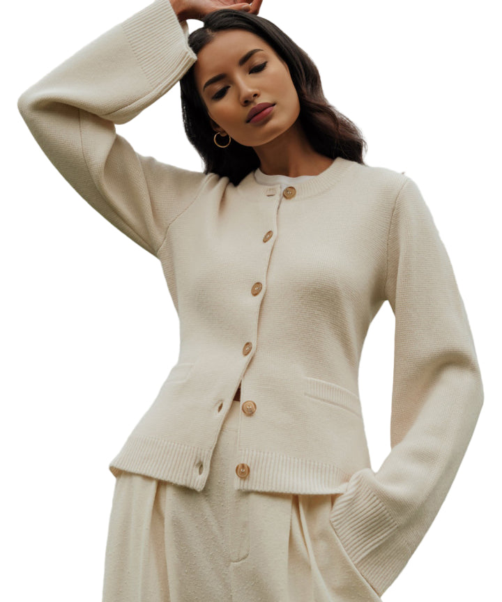 Dame Cardigan i Kashmir med Knapper 0