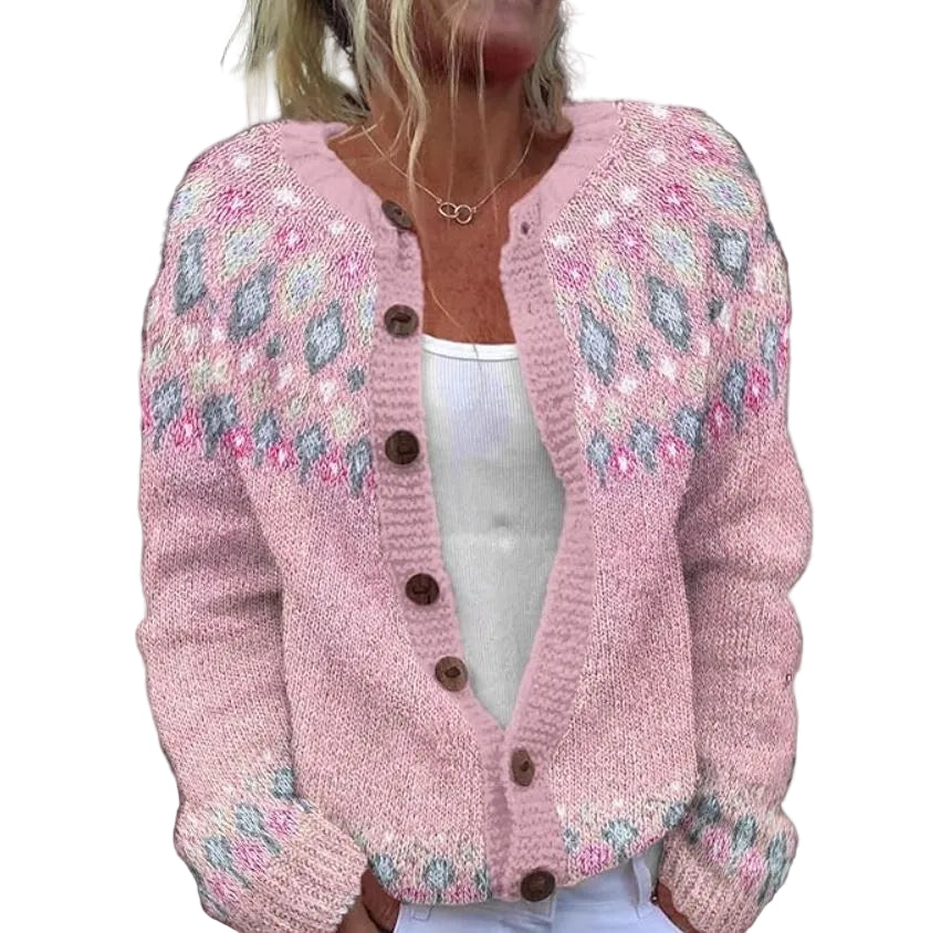 Dame Cardigan i Rosa Stil 0