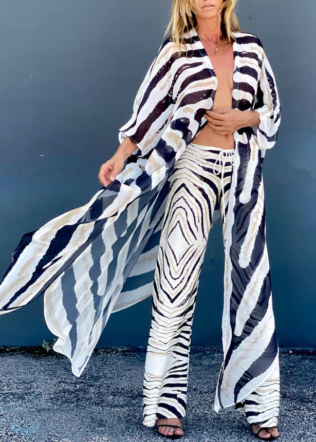 Dame Cardigan med Asymmetrisk Design og Zebramønster 2