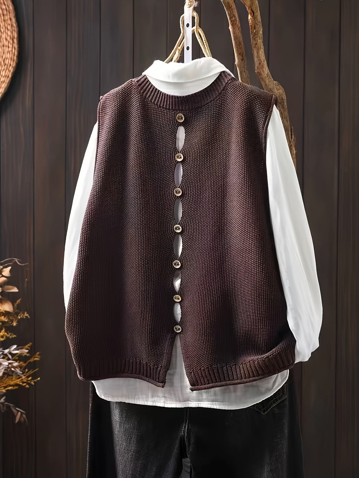Dame Cardigan med Drapering og Knapper 3