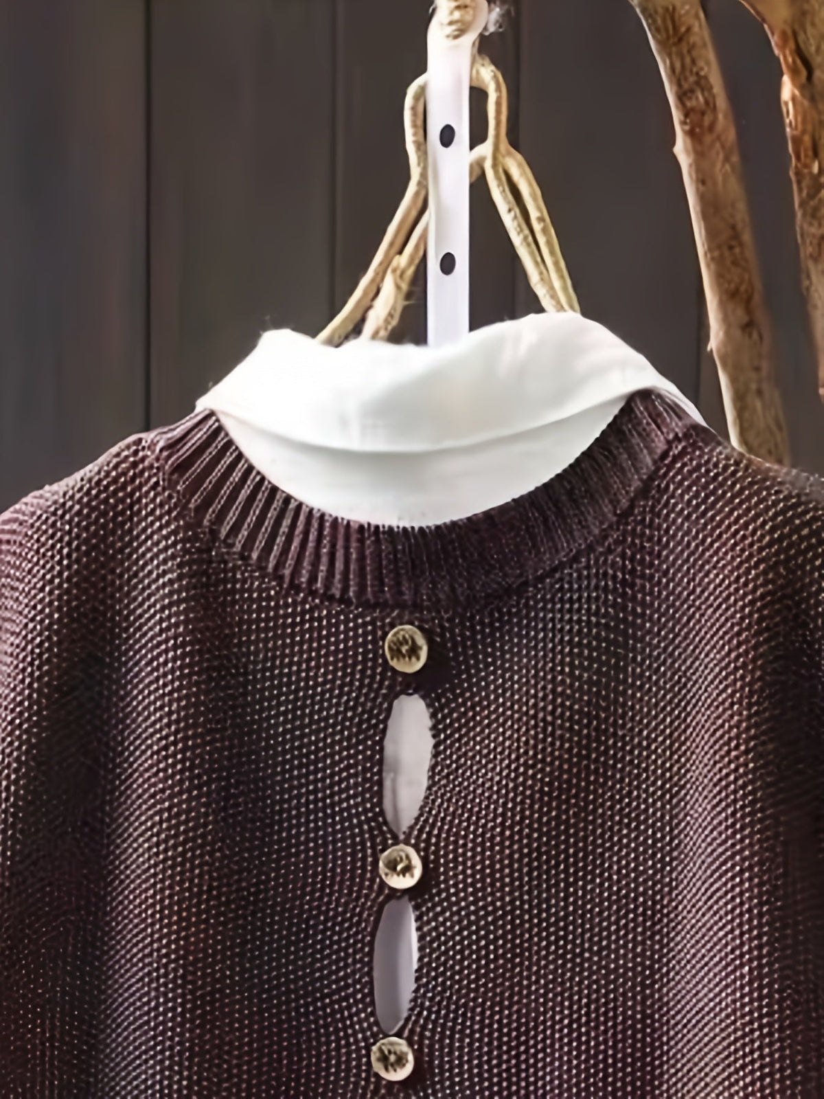 Dame Cardigan med Drapering og Knapper 5