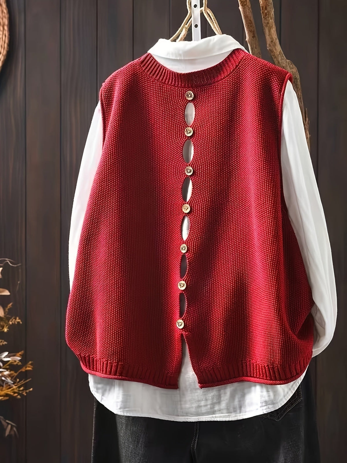 Dame Cardigan med Drapering og Knapper 7