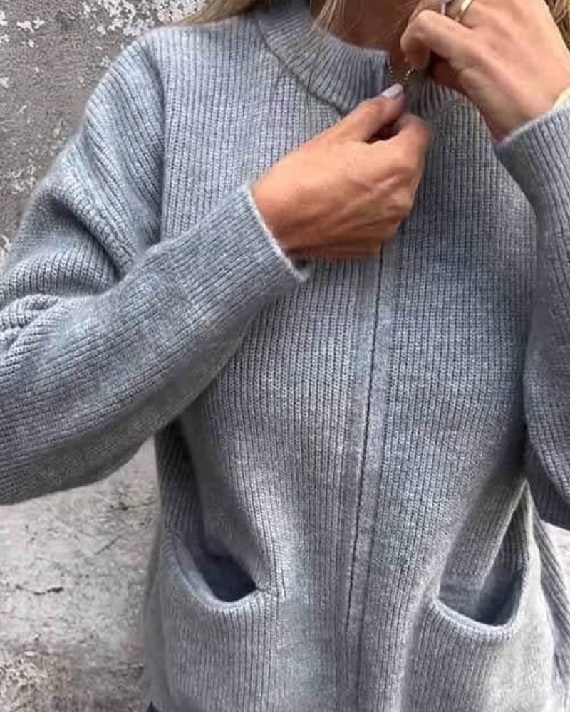 Dame Cardigan med Glidelås og Moderne Stil 1