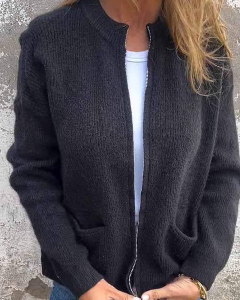 Dame Cardigan med Glidelås og Moderne Stil 2