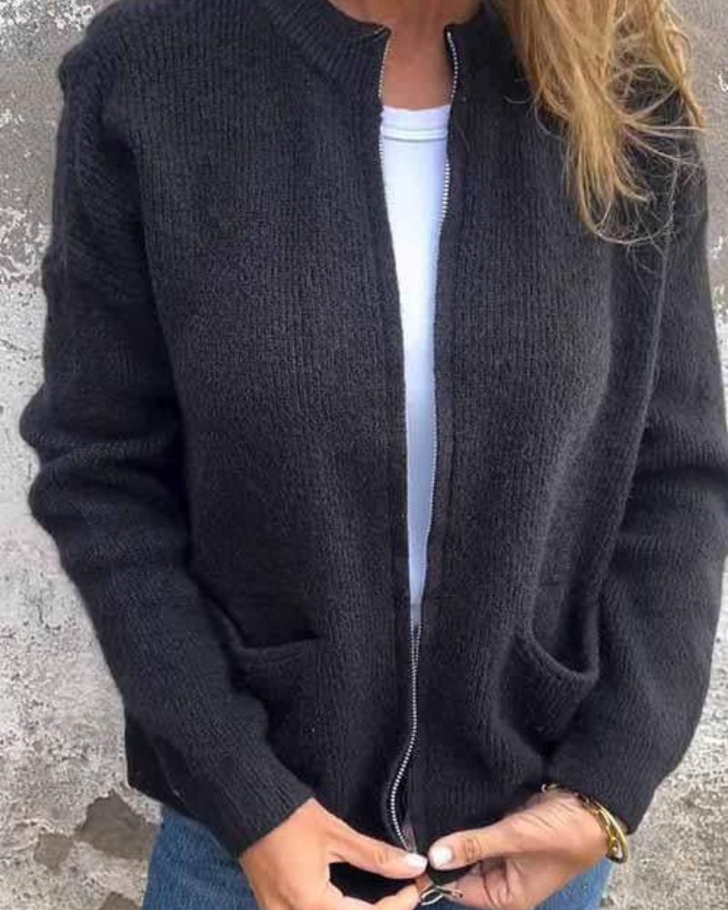 Dame Cardigan med Glidelås og Moderne Stil 3