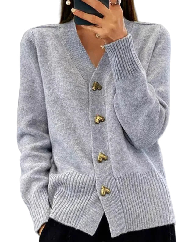 Dame Cardigan med Hjerteknapper 0