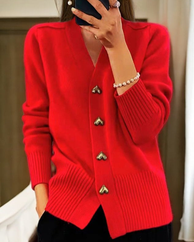 Dame Cardigan med Hjerteknapper 3