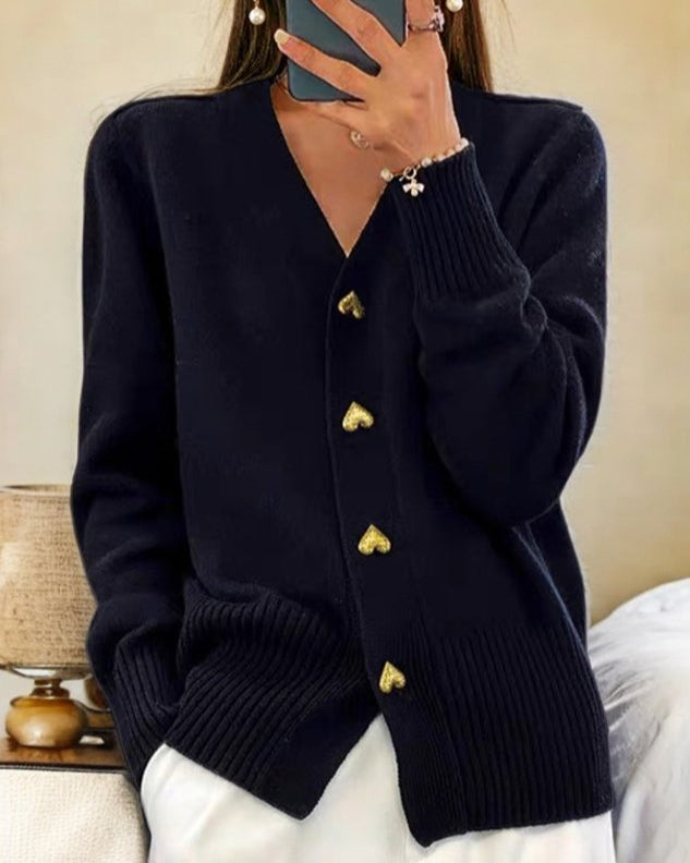 Dame Cardigan med Hjerteknapper 4