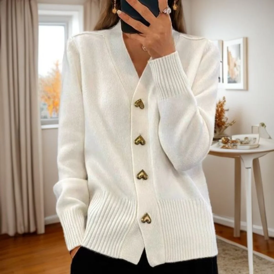 Dame Cardigan med Hjerteknapper 5