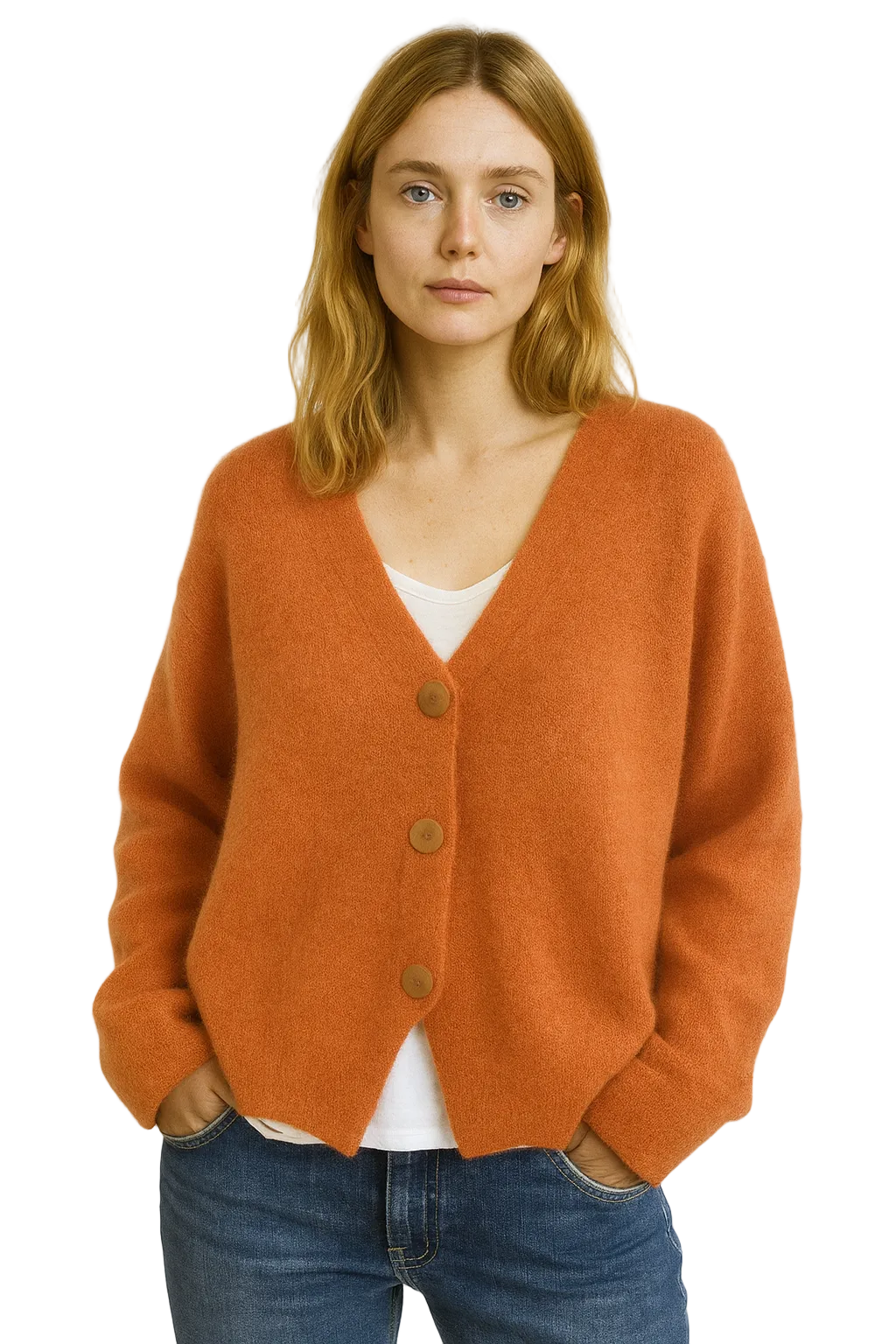 Dame Cardigan med Knapp Front 0