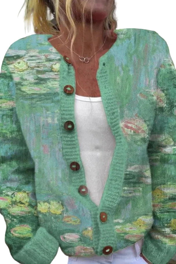 Dame Cardigan med Kunstnerisk Design 0