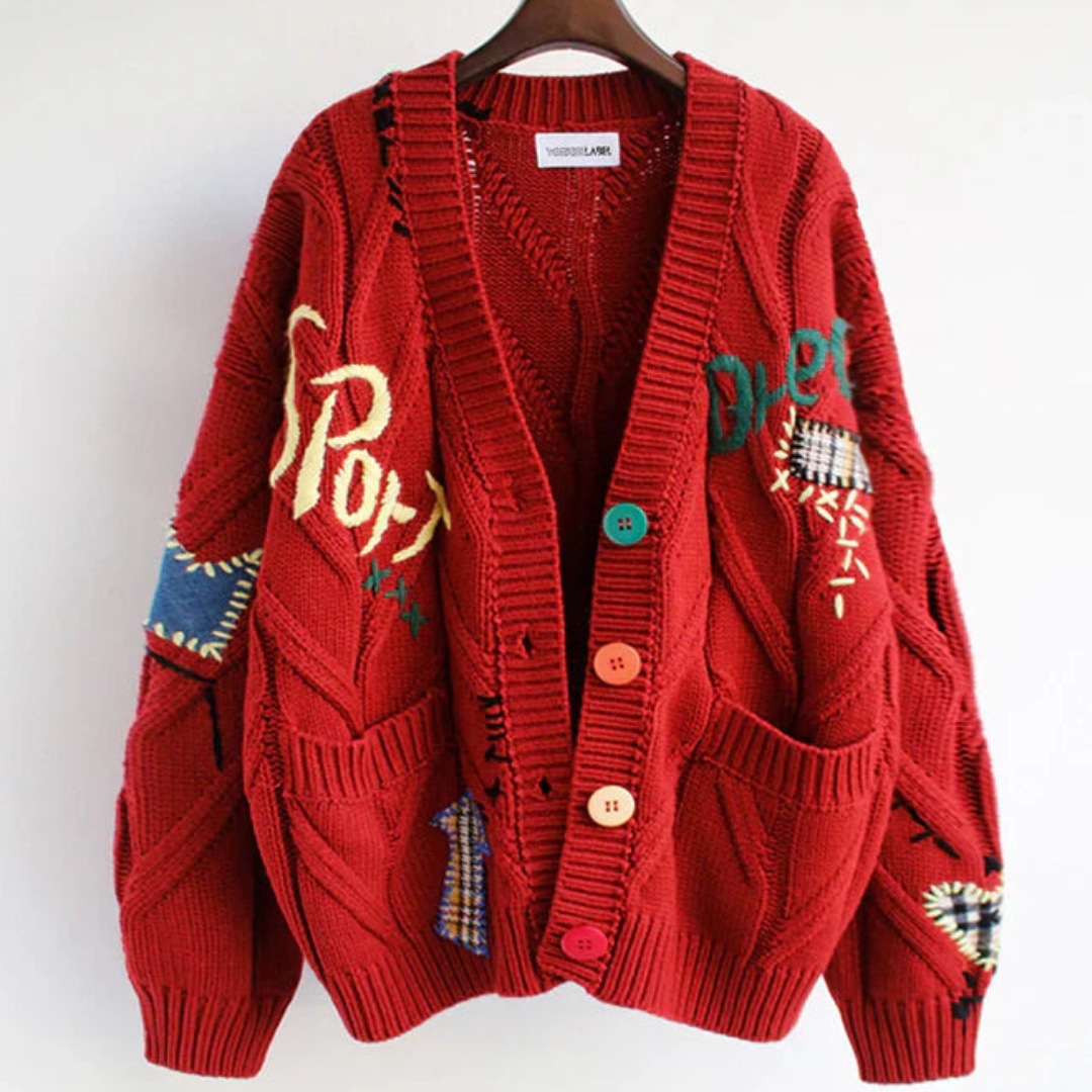 Dame Cardigan med Lange Ermer og Broderi 2
