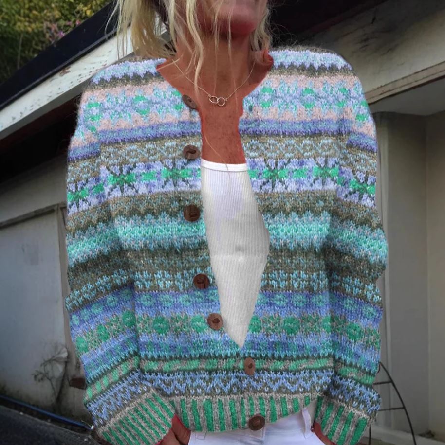 Dame Cardigan med Lekent Trykk 0