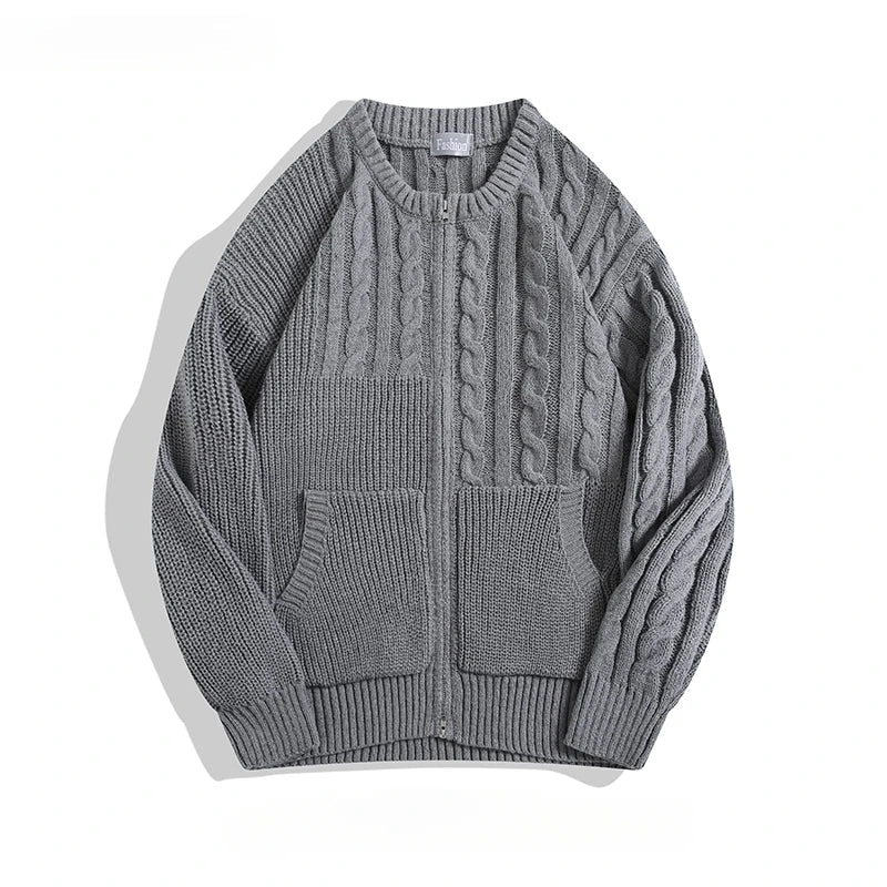 Dame Cardigan med Mix-Knit Design 0
