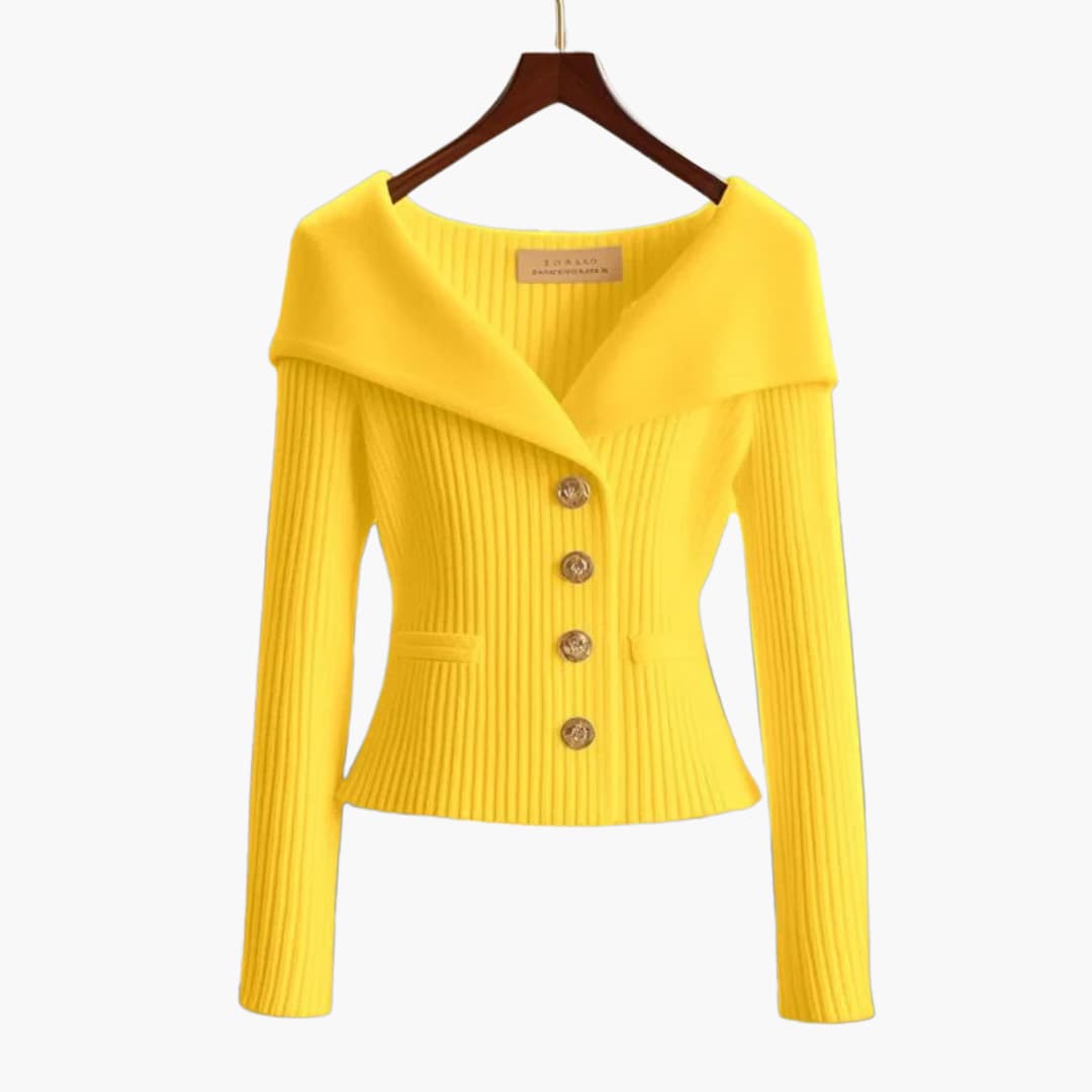 Dame Cardigan med Ribbet Design 0