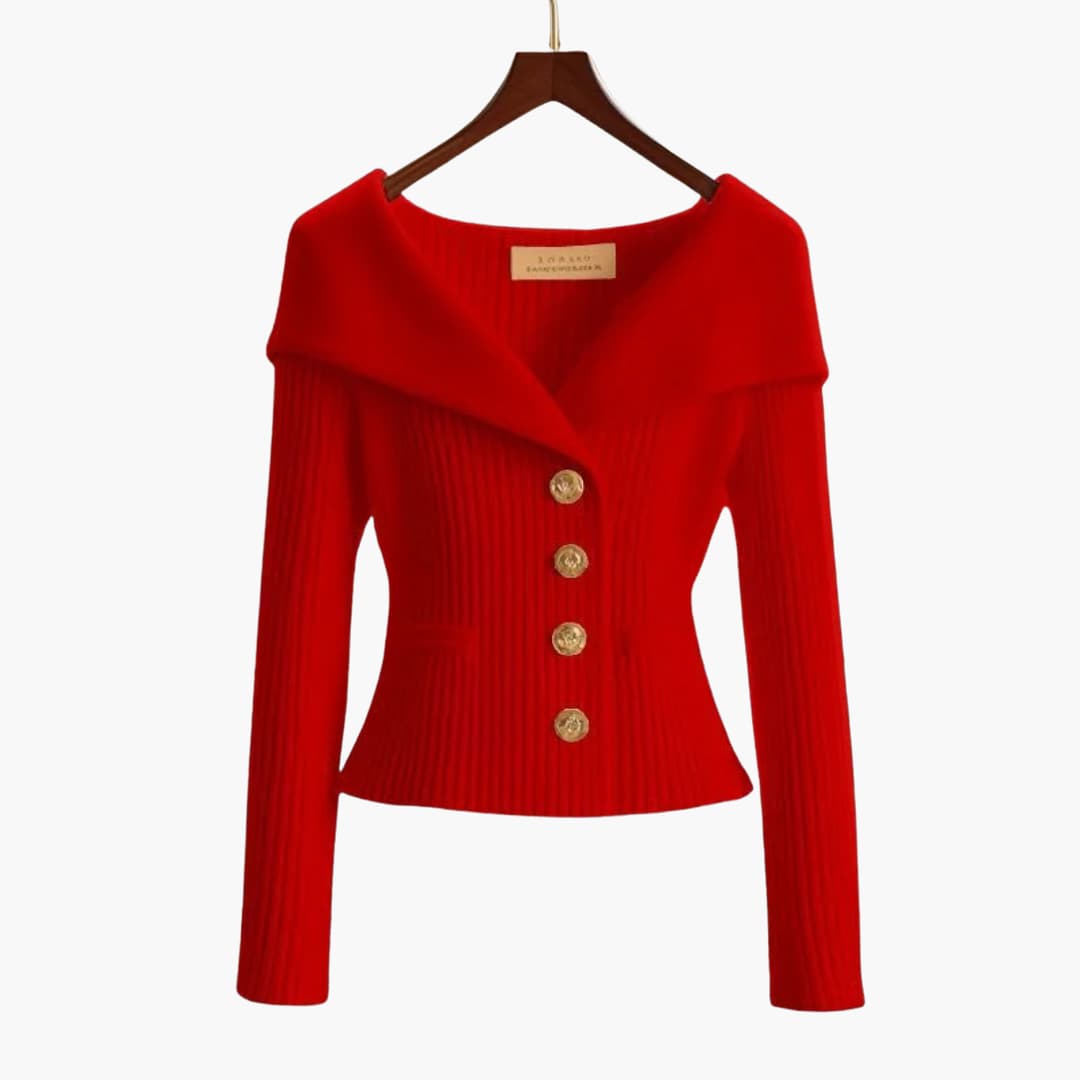 Dame Cardigan med Ribbet Design 1