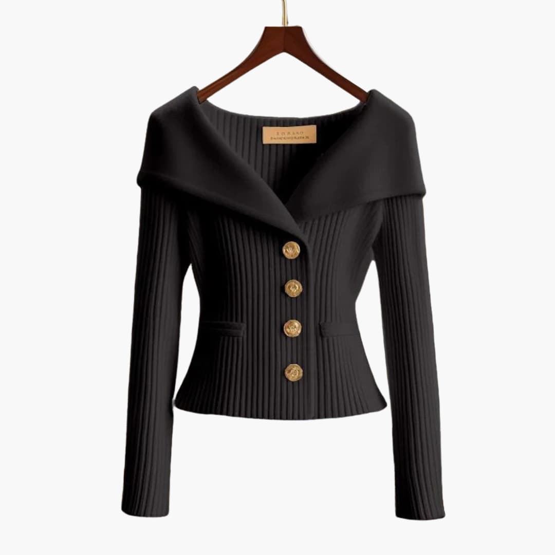 Dame Cardigan med Ribbet Design 3