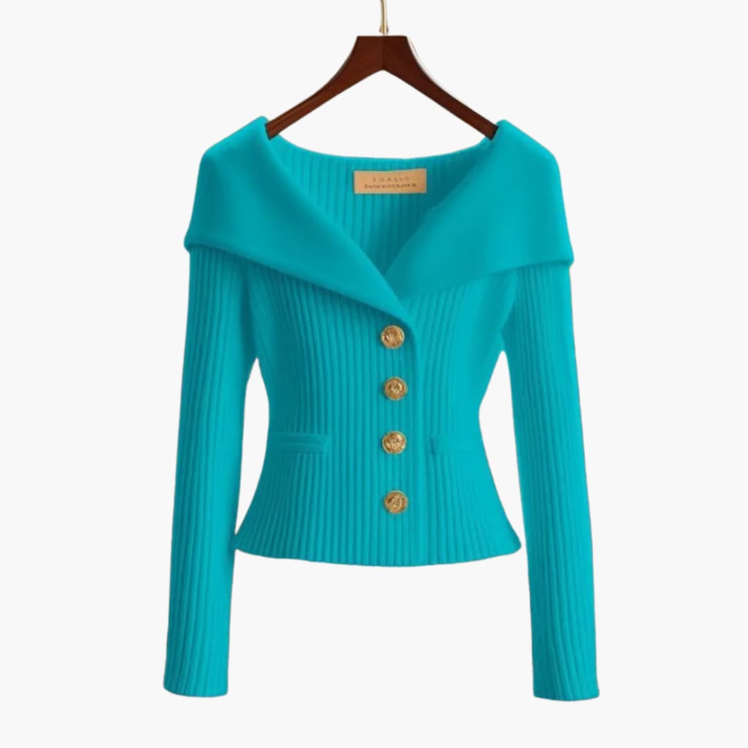 Dame Cardigan med Ribbet Design 6