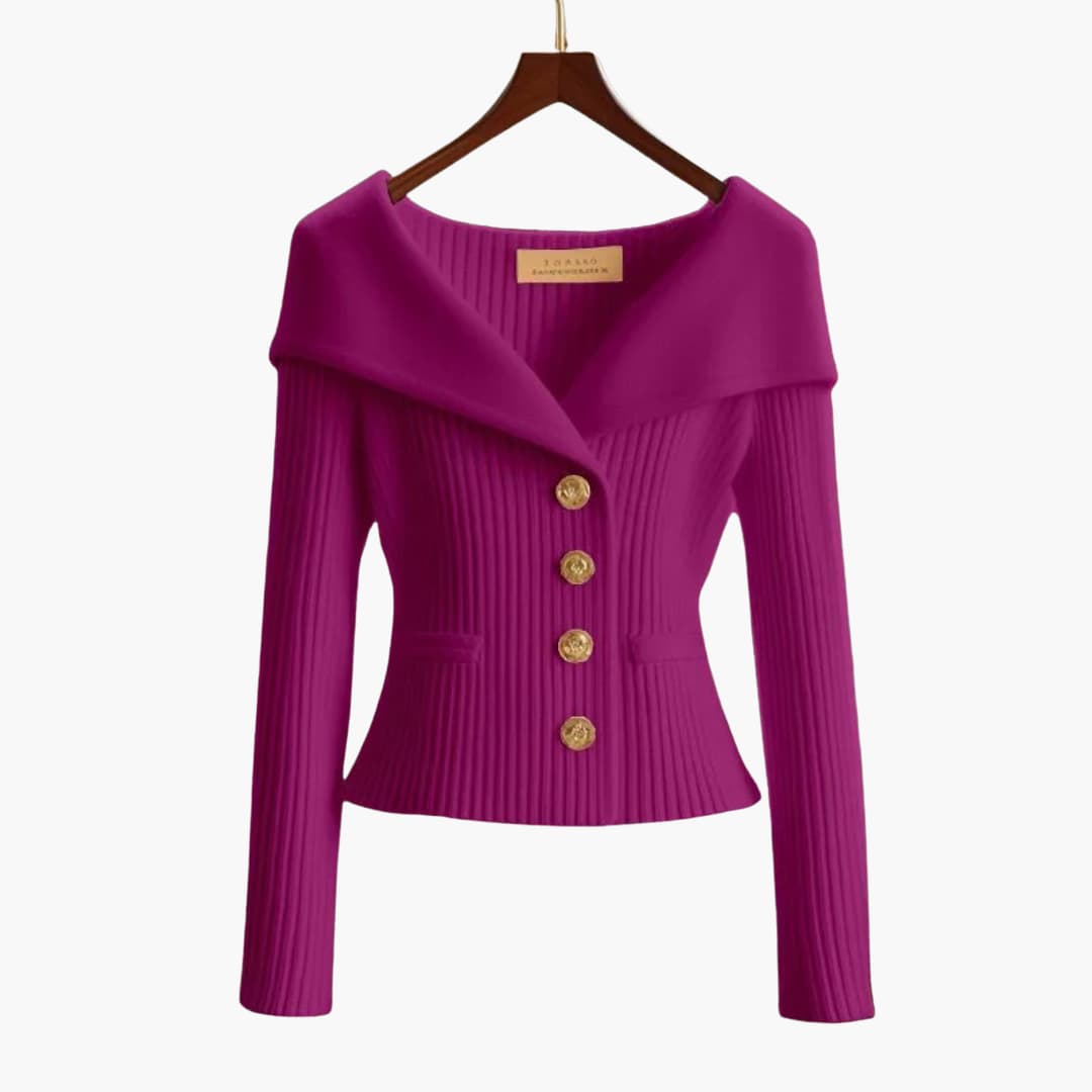 Dame Cardigan med Ribbet Design 9