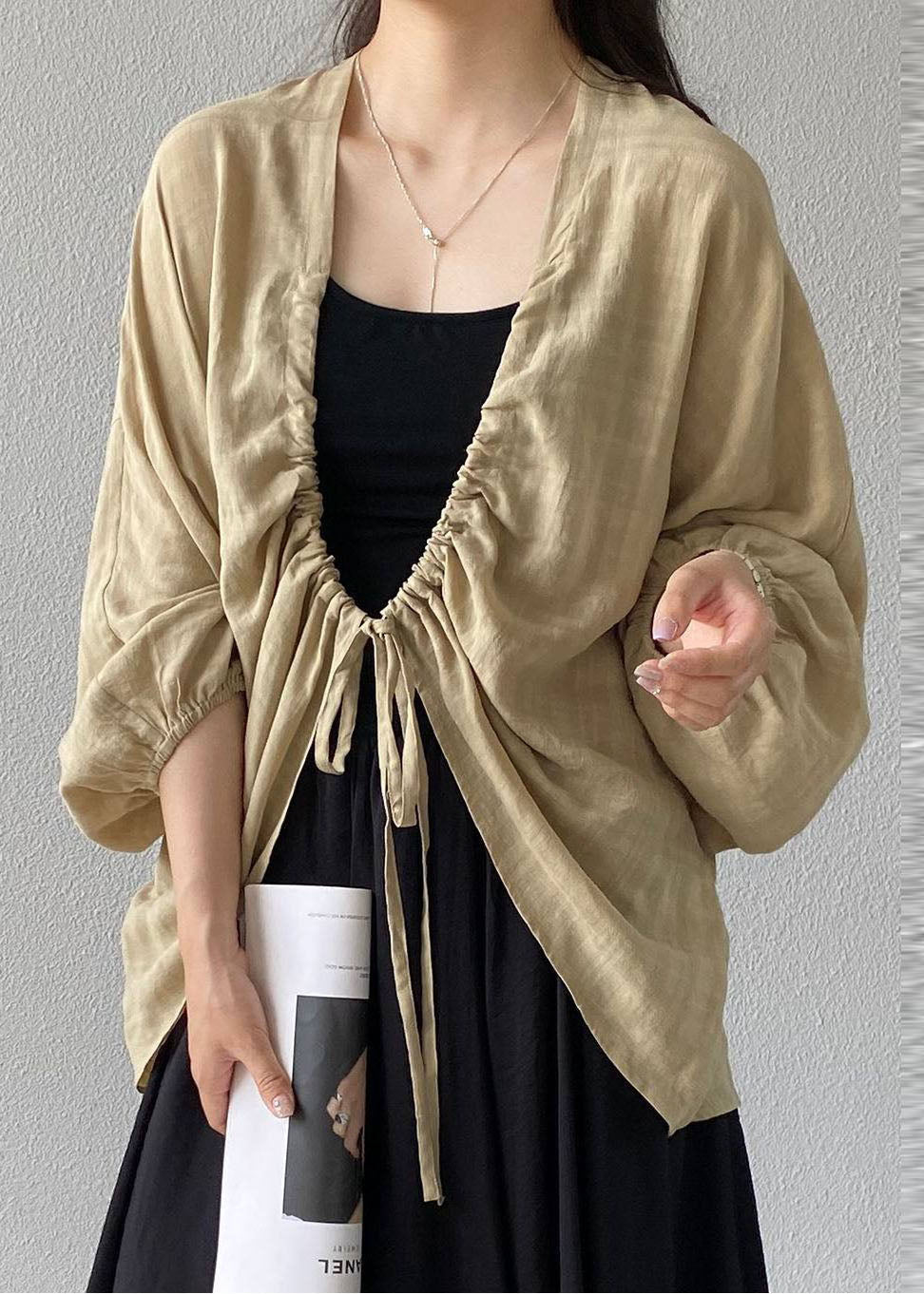 Dame Cardigan med Snøring i Løs Sommerstil 3
