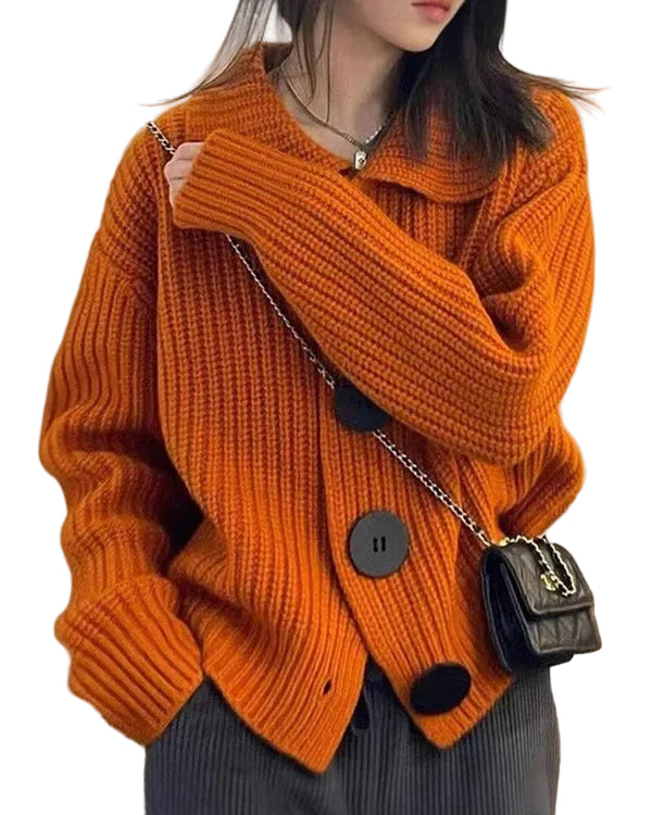 Dame Cardigan med Store Knapper 0