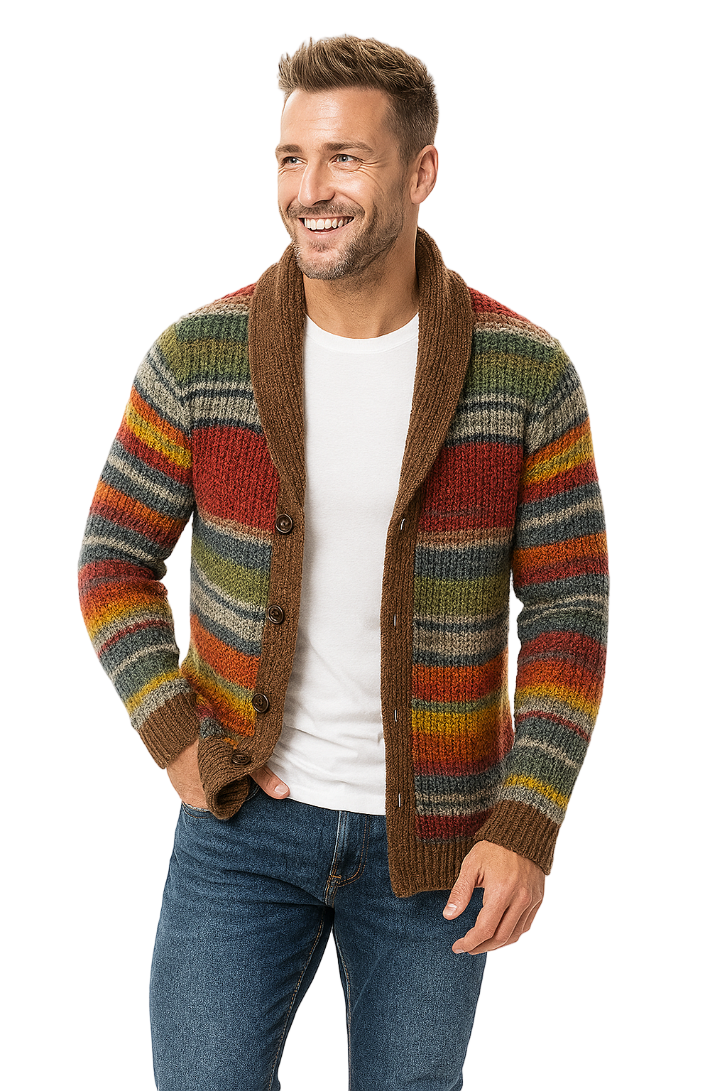 Dame Cardigan med Striper 1