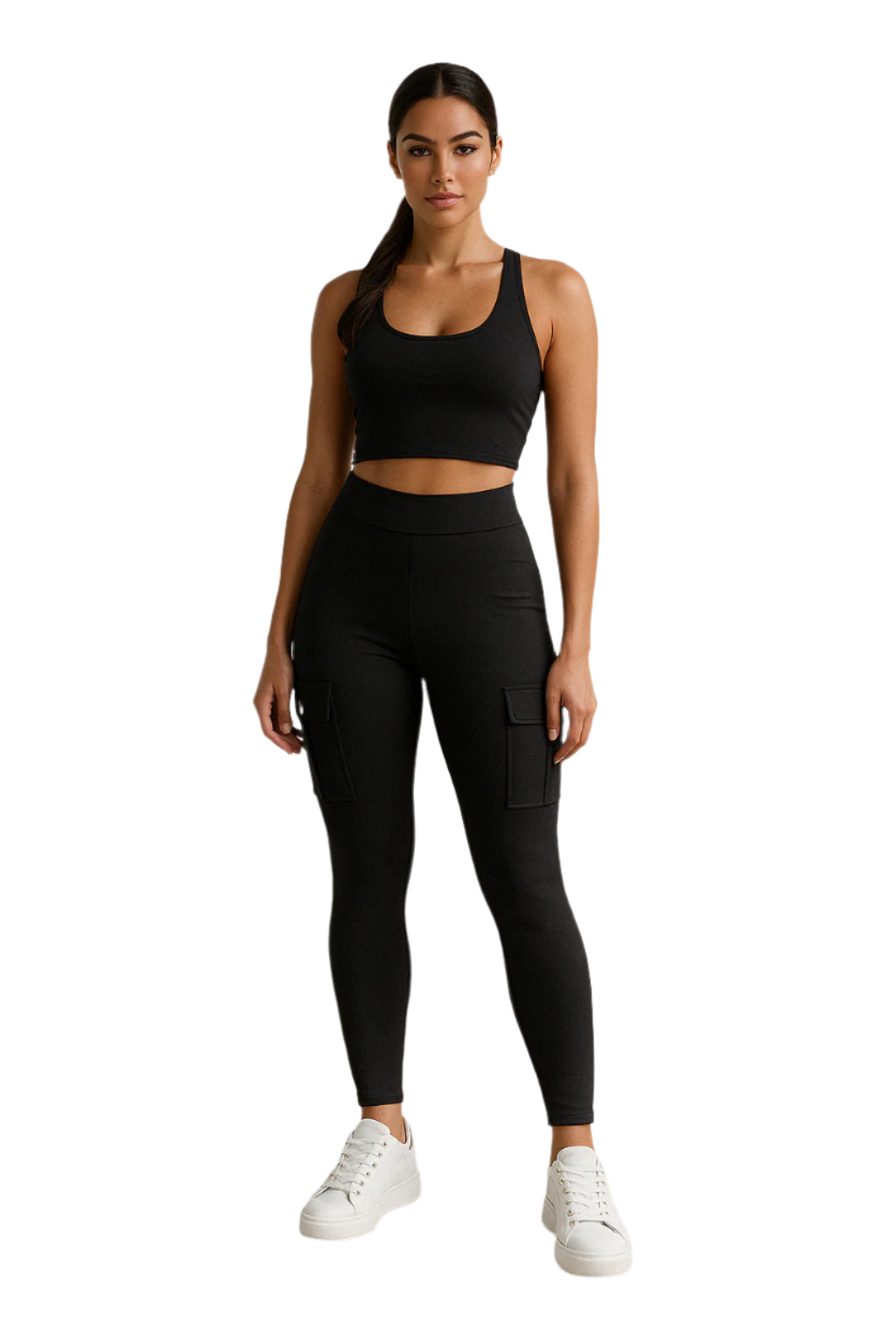 Dame Cargo Bukse Høy Midje Slim Fit 0