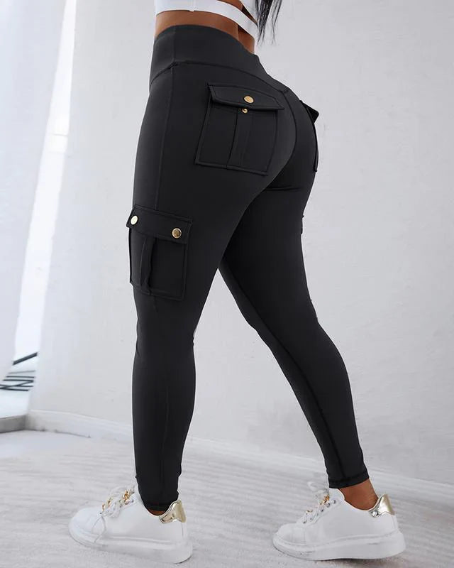 Dame Cargo Bukse Høy Midje Slim Fit 3