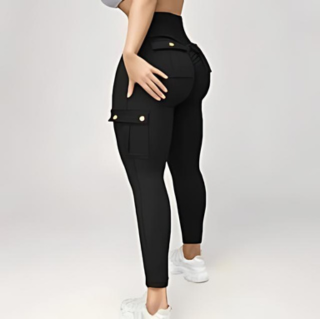 Dame Cargo Bukse Høy Midje Slim Fit 8