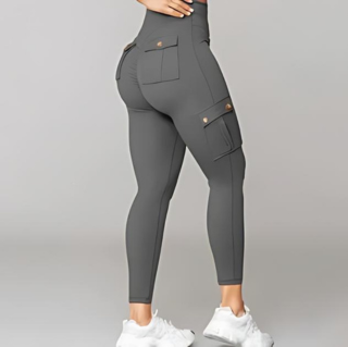 Dame Cargo Bukse Høy Midje Slim Fit 9