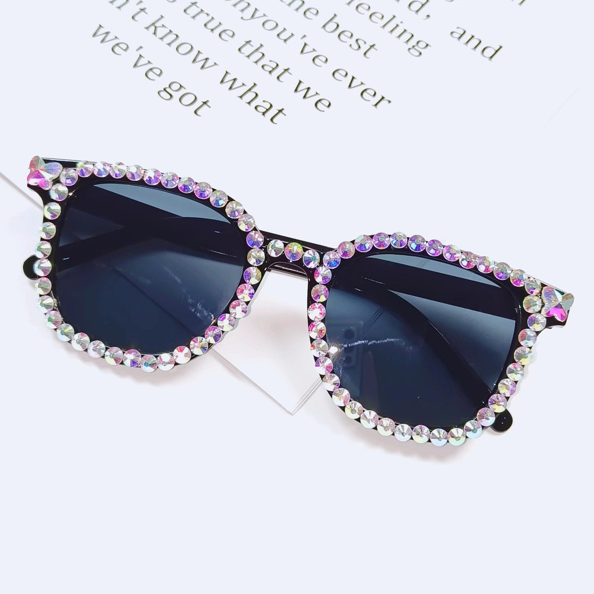 Dame Cat-Eye Solbriller Med Glitrende Detaljer 0