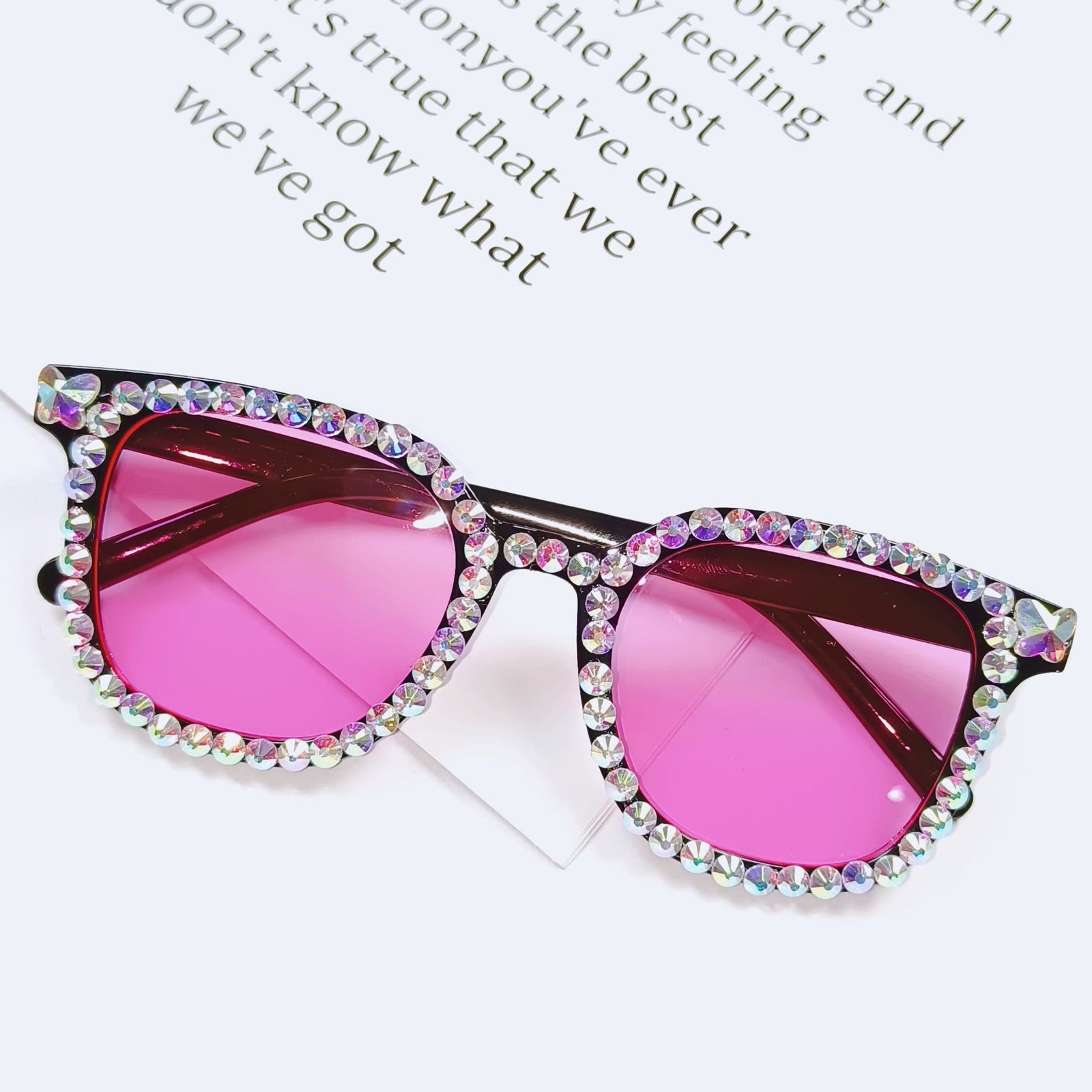 Dame Cat-Eye Solbriller Med Glitrende Detaljer 8