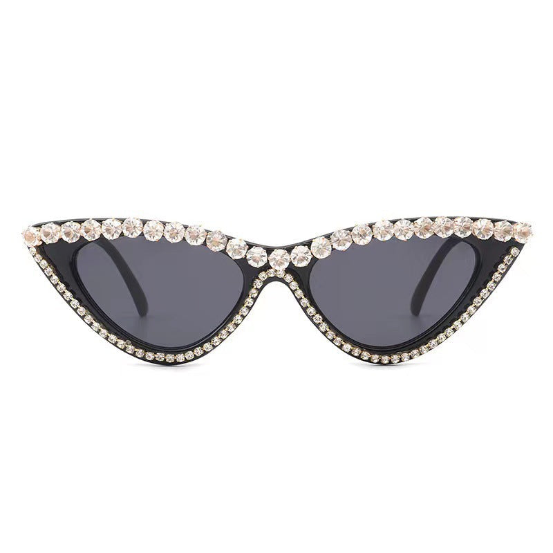 Dame Cat Eye Solbriller med Rhinestone Detaljer 0