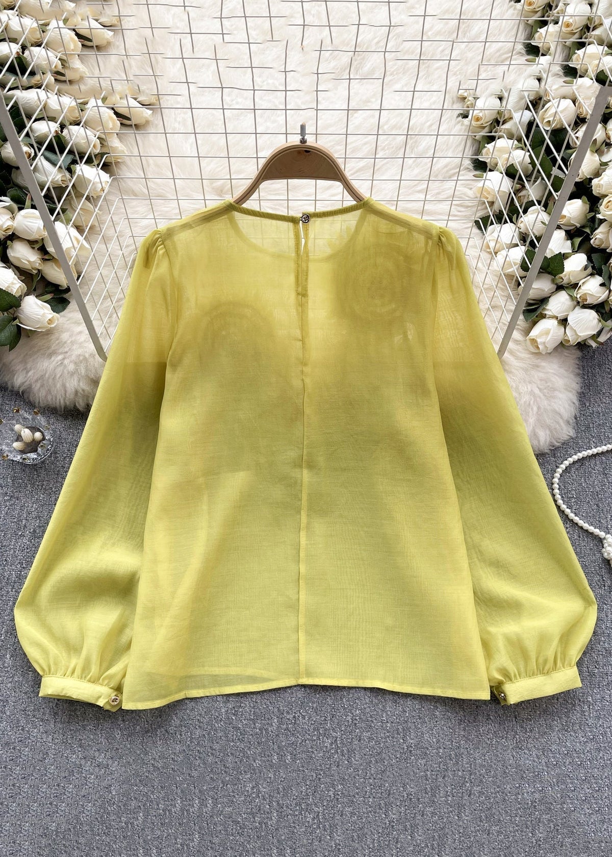 Dame Chiffon Skjorte med Lange Ermer 4