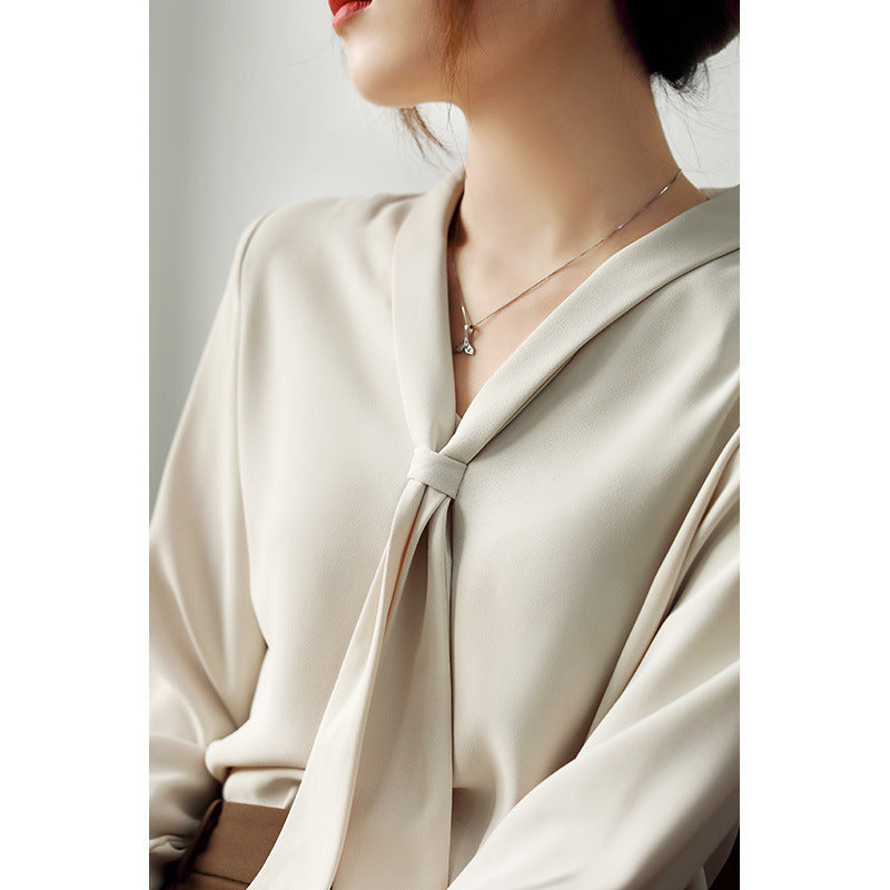 Dame Chiffonbluse med Knytehals 4