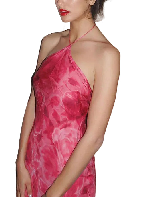 Dame Chiffongkjole med Halter Hals og Blomstermønster 4