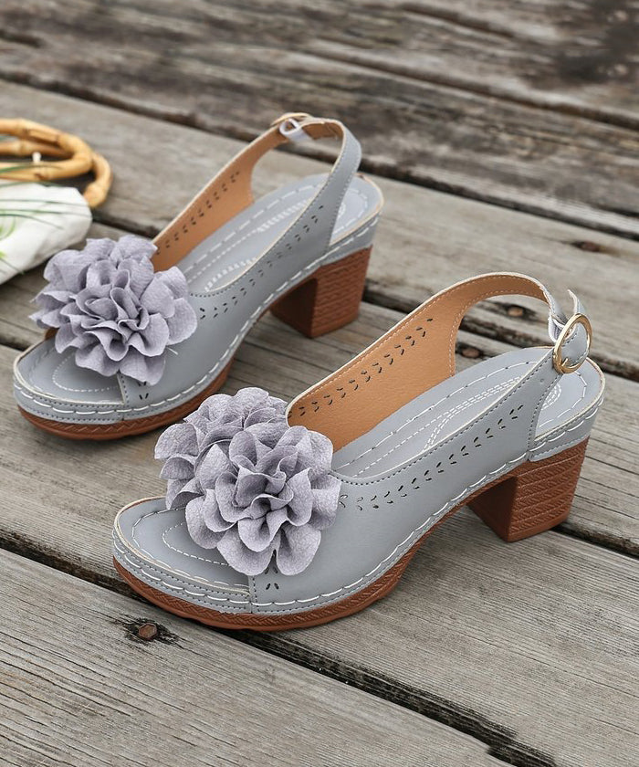 Dame Chunky Sandaler med Blomsterdetaljer 1