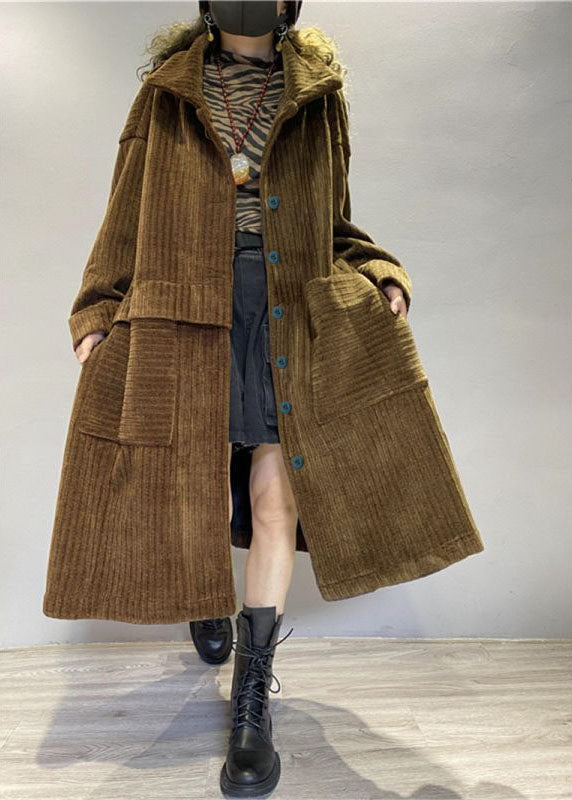 Dame Corduroy Kåpe med Knapp og Lommer 1