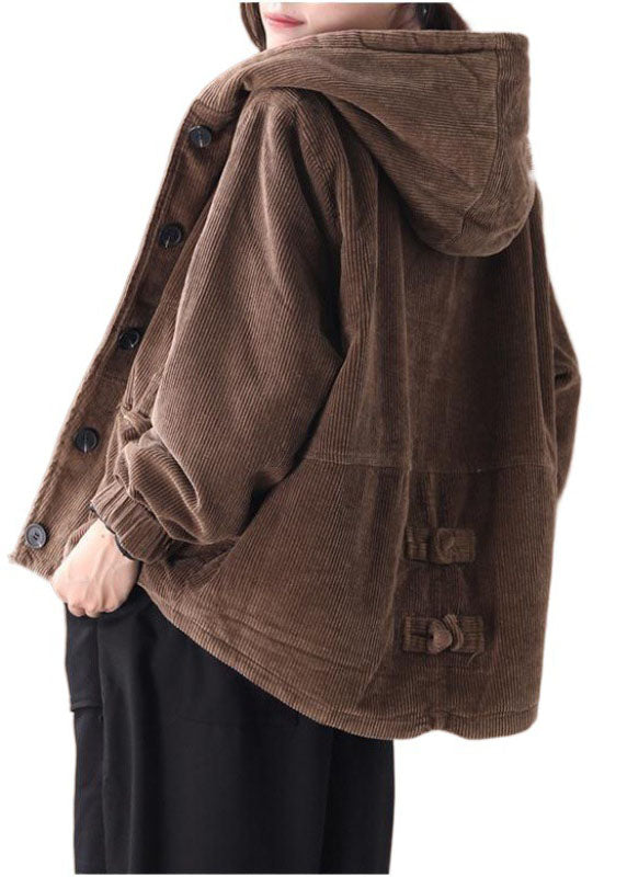 Dame Corduroy Vinterjakke med Hette 3