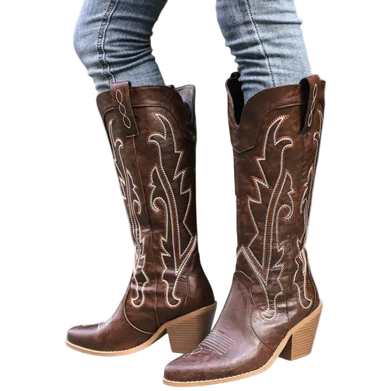 Dame Cowboy Boots Moderne Westernstil Imitasjon Lær 1