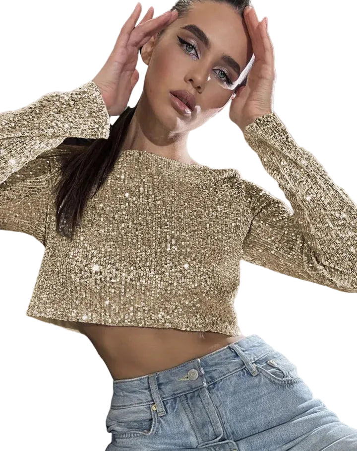 Dame Crop-Topp Glitrende 0